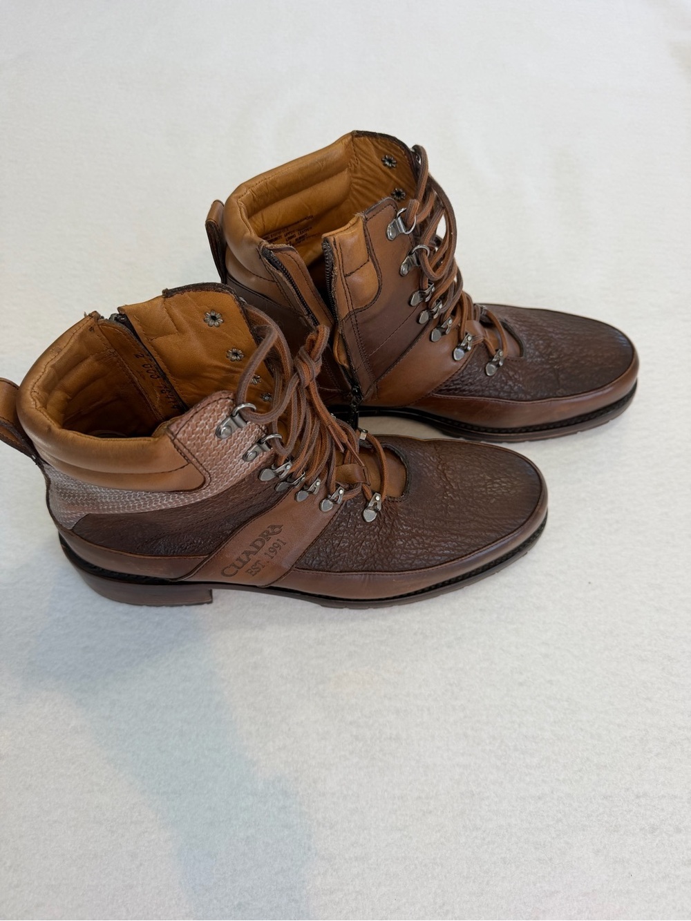 Cuadra Men's Brown Leather & Shark Skin Lace-Up Ankle Boots